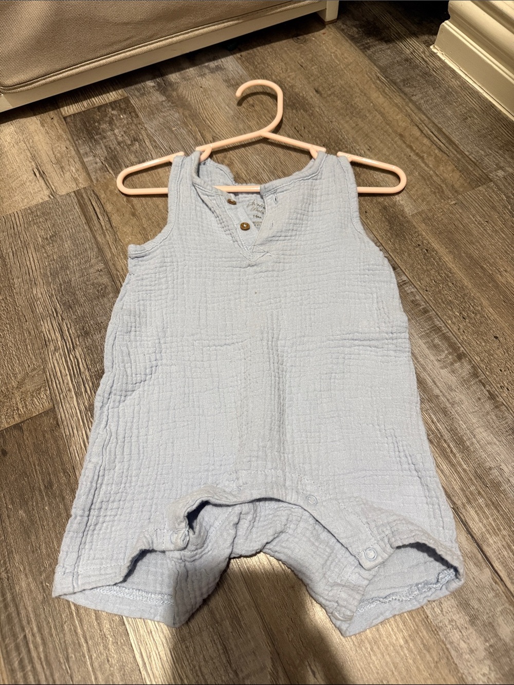 Light Blue Cotton Gauze Baby Romper - Sterling Baby